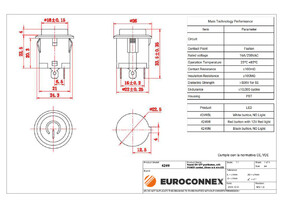 White round OFF-ON switch, with POWER symbol, 22mm