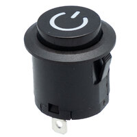 Interruptor negro OFF-ON redondo, con simbolo POWER, 22mm