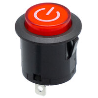 Round red ON-OFF LED switch, with POWER symbol, 22mm