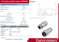 N Mascle soldar per LMR400, PTFE