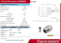 LMR200, N Femelle à Sertir, PTFE