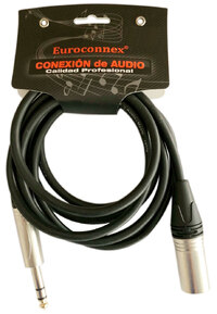 XLR Male to 6,35mm Stereo Plug, 1,0m.