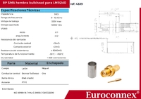 LMR240, R/P SMA Hembra, Chassis Crimpar, PTFE