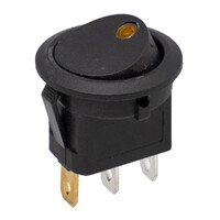 Ver informacion sobre 3Pin rocker switch with Yellow LED, SPDT ON-OFF, Ø20mm, 250V 6A (125V 10A)