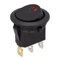 Ver informacion sobre 3Pin rocker switch with Red LED, SPDT ON-OFF, Ø20mm, 250V 6A (125V 10A)