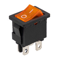 Interrupteur lumineux 4P jaune. ON-OFF, 125V 10A (250V 6A)