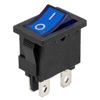 Interruptor luminoso Azul 4P. ON-OFF, 125V 10A (250V 6A)