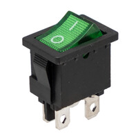 4P. rocker switch with Green LED ON-OFF, 125V 10A (250V 6A)