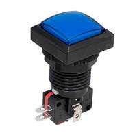 Arcade pushbutton with blue LED, 25x25mm, Ø24mm, 16A/250V AC