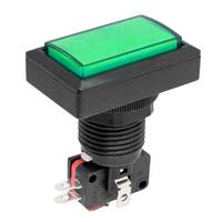 Pulsador estilo Arcade luminoso verde, 41x23mm, Ø24mm, 16A/250V AC
