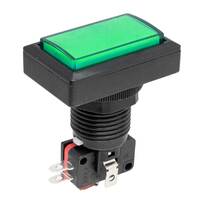 Arcade pushbutton with green LED, 41x23mm, Ø24mm, 16A/250V AC