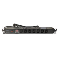PDU / Rack Power Strip 19" 1U 7 x IEC C13 with Switch and Surgecharge Protection