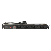 PDU / Rack Power Strip 19" 1U 6 x IEC C19 with Switch and Surge Protection