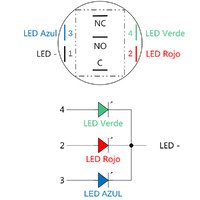 Interruptor Anti-vandàlico LED RGB 24V, SPDT, 16mm