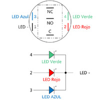 Interruptor Anti-vandálic LED RGB 24V, SPDT, 16mm