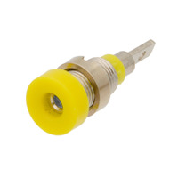 Base Hembra Amarilla de 2mm para Banana con Conexión FastON 2.8mm