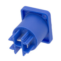 Female base for 3-contact, 20A power connectors, blue, compatible with powerCON