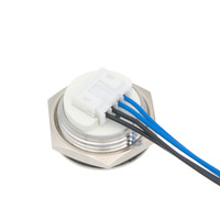 Pulsador Metàl·lic Ultra Curt [12.15mm] de Ø19mm amb LED Blau - 12V, Connexió JST-PHR-4