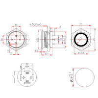 Pulsador Metàl·lic Ultra Corto [12.5mm] de Ø19mm amb LED Vermell - 12V, Connexió de 4 Pins per a Soldar