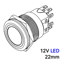 Ver informacion sobre Pulsador 22mm con enclavamiento[OFF-ON] | 12V LED Azul | Sin gravado