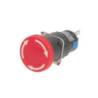 Interruptor parada de emergencia [seta Ø23.6mm, rosca 16mm] ; 1 x NO + 1 x NC