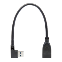 Extensor USB-A 3.0, USB-A Macho acodado 90 grados a USB-A Hembra recto, 20cm