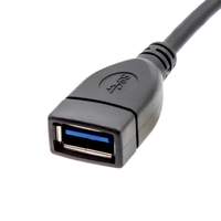 Extensor USB-A 3.0, USB-A Macho acodado 90 grados a USB-A Hembra recto, 20cm