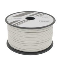 2 x 0.50mm² White / white with Gray Stripe Speaker Cable  CCA, 100m Roll