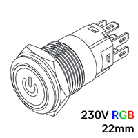 Ver informacion sobre Pulsador 19mm Momentaneo[OFF-(ON)] | 230V RGB | Standby symbol