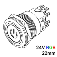 Ver informacion sobre Pulsador 22mm Momentaneo[OFF-(ON)] | 24V RGB | Standby symbol
