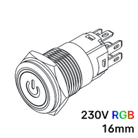 Ver informacion sobre Pulsador 16mm con enclavamiento[OFF-ON] | 230V RGB | Standby symbol
