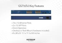 ProSafe Smart Switch 16 puertos Gigabit Cobre + 2 slot SFP para fibra