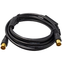 Conjunto cable de antena COAXIAL 2,5m negro con ferritas Macho - Macho y adaptador Hembra - Hembra