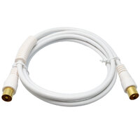 Conjunto cable de antena COAXIAL 2,5m blanco con ferritas Macho - Macho y adaptador Hembra - Hembra