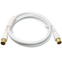 Conjunto cable de antena COAXIAL 1,5m blanco con ferritas Macho - Macho y adaptador Hembra - Hembra