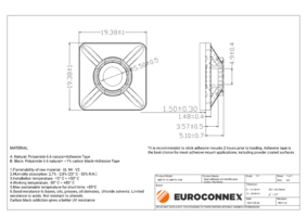 Base adhesiva y/o tornillo para bridas, 19x19mm, Natural