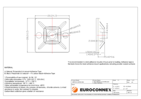 Base adhesiva y/o tornillo para bridas, 28x28mm, Negro