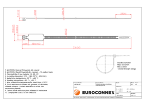 Marker cable tie 4.8x300mm Natural, Nylon 66