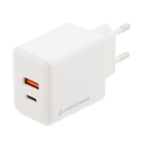 Ver informacion sobre Cargador Rápido GaN de 20W con Doble Puerto, Blanco | USB-C PD3.0 y USB-A QC3.0 con PPS