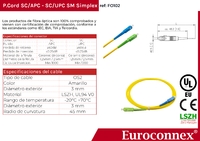 Cable de fibra óptica SC/APC a SC/UPC Monomodo Simplex, 15m