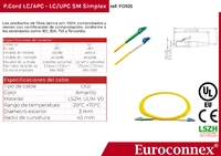 Optical fiber patch cord LC/APC to LC/UPC Single-mode Simplex, 1m