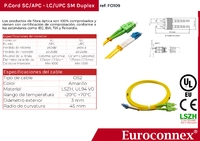 Cable de fibra óptica LC/UPC a SC/APC Monomodo Duplex, 1m