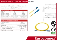 Cable de fibra óptica LC/UPC a SC/UPC Monomodo Simplex, 1m