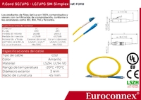 Cable de fibra óptica LC/UPC a SC/UPC Monomodo Simplex, 2m