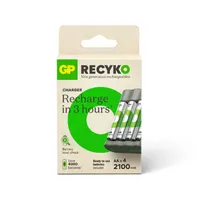 Ver informacion sobre Cargador de 4 canales + 4 pilas AA recargables ReCyKo 2100mAh