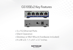 Commutateur Ethernet Gigabit ProSafe 5 ports à détection automatique 10/100/1000 BASE-TX (Desktop)