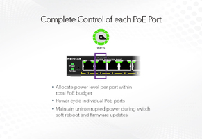 ProSafe Gigabit Ethernet Switch 5 puertos 4 x PoE+ (63W)  (Sobremesa) Monitorización, VLAN, Prioriza