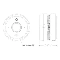 Circular Cam IP 5M DN WDR90dB 3DNR IR20m 2.0mm AUDIO MIC E/S con detección de humo e incendio AI