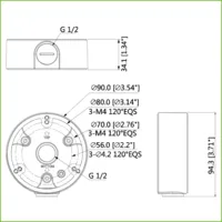 Caja de conexiones para IPC-HFW1/3/5 y HAC-HFW1/2/ME1 con anclaje en 3 puntos Color Negro
