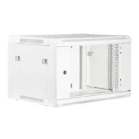 19" Armario rack 6U, Ancho:570mm, Fondo:450mm, Puerta Cristal con perforado hexágono, blanco